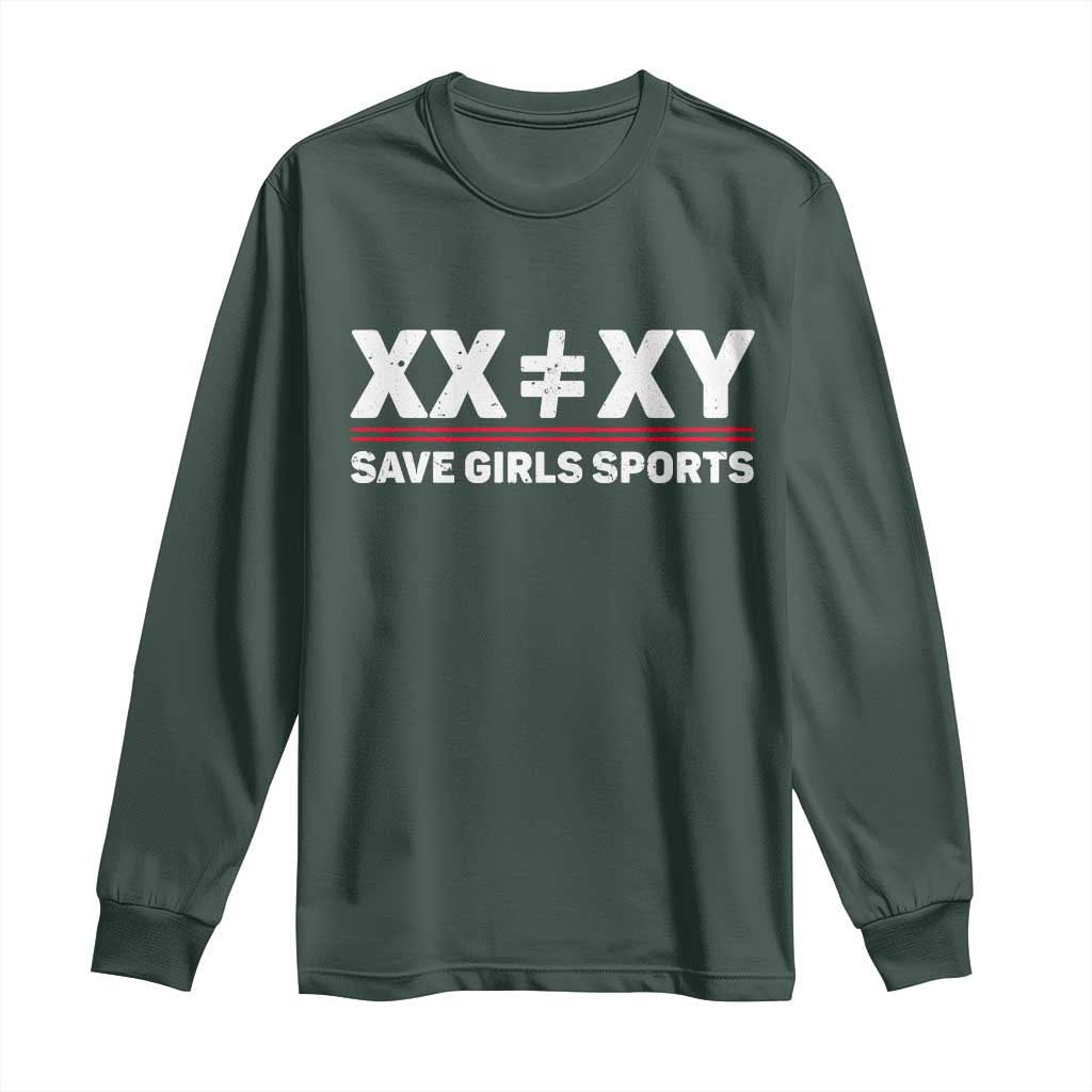 XX Does Not Equal XY Save Girls Sports Long Sleeve Shirt TS10 Dark Forest Green Print Your Wear
