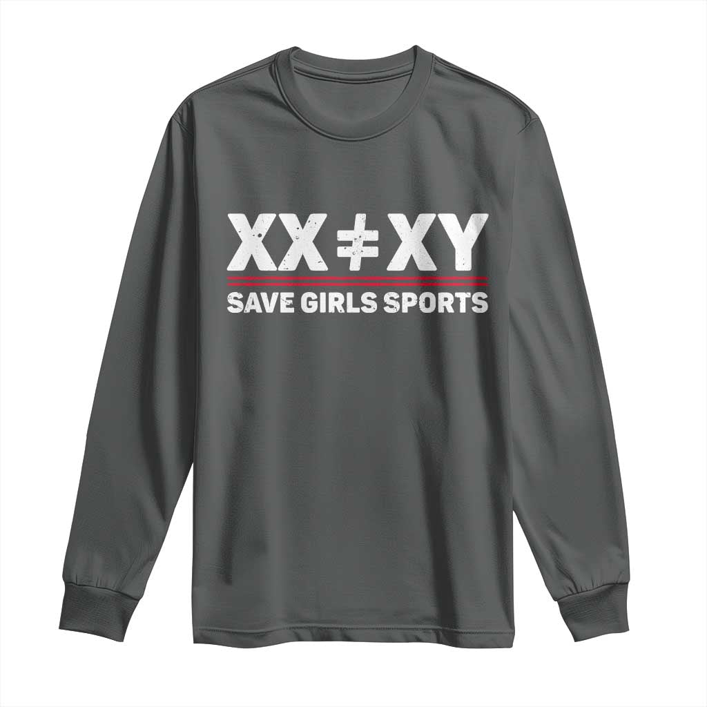 XX Does Not Equal XY Save Girls Sports Long Sleeve Shirt TS10 Dark Heather Print Your Wear