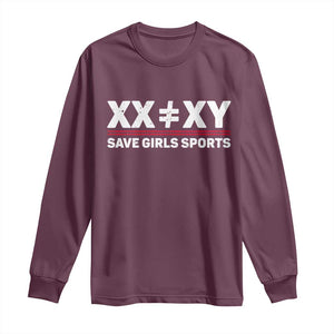 XX Does Not Equal XY Save Girls Sports Long Sleeve Shirt TS10 Maroon Print Your Wear