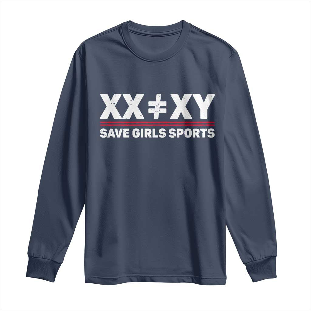 XX Does Not Equal XY Save Girls Sports Long Sleeve Shirt TS10 Navy Print Your Wear