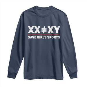 XX Does Not Equal XY Save Girls Sports Long Sleeve Shirt TS10 Navy Print Your Wear