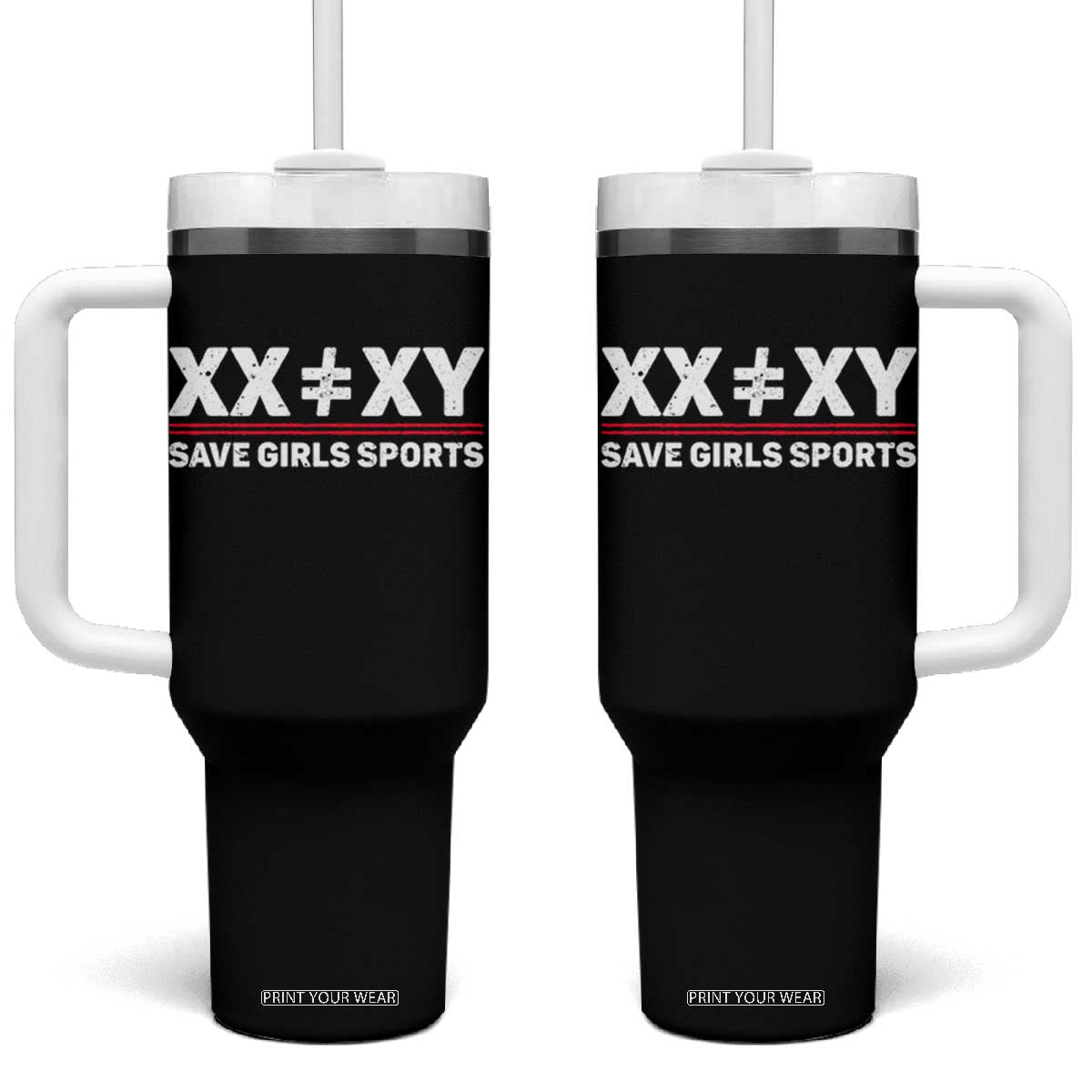 XX Does Not Equal XY Save Girls Sports Tumbler With Handle TS10 One Size: 40 oz Black Print Your Wear