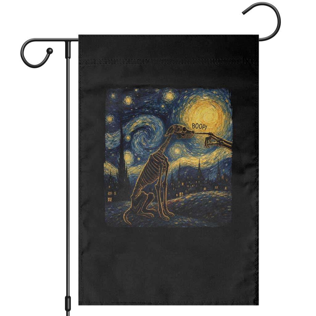 Boop Skeleton Dog Starry Night Van Gogh Art Garden Flag Funny Spooky Dog Lover Halloween Graphic