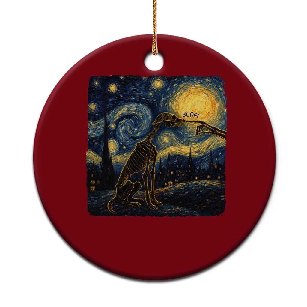 Boop Skeleton Dog Starry Night Van Gogh Art Ceramic Ornament Funny Spooky Dog Lover Halloween Graphic