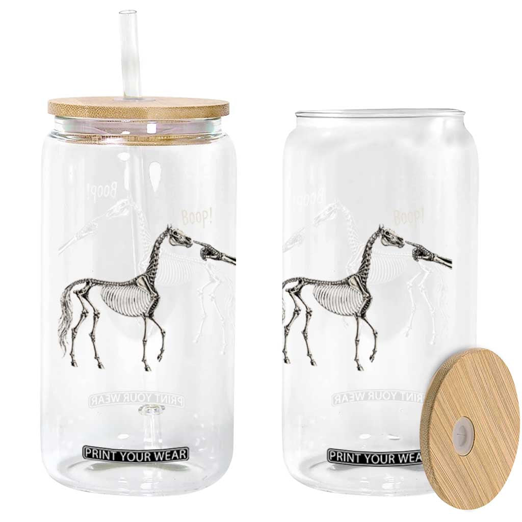Boop Skeleton Horse Funny Spooky Halloween Animal Graphic Glass Can