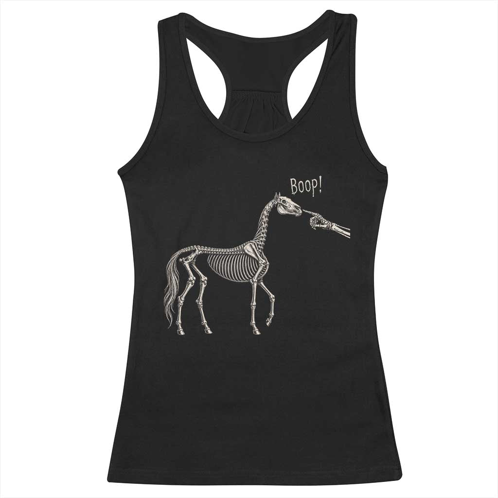 Boop Skeleton Horse Funny Spooky Halloween Animal Graphic Racerback Tank Top