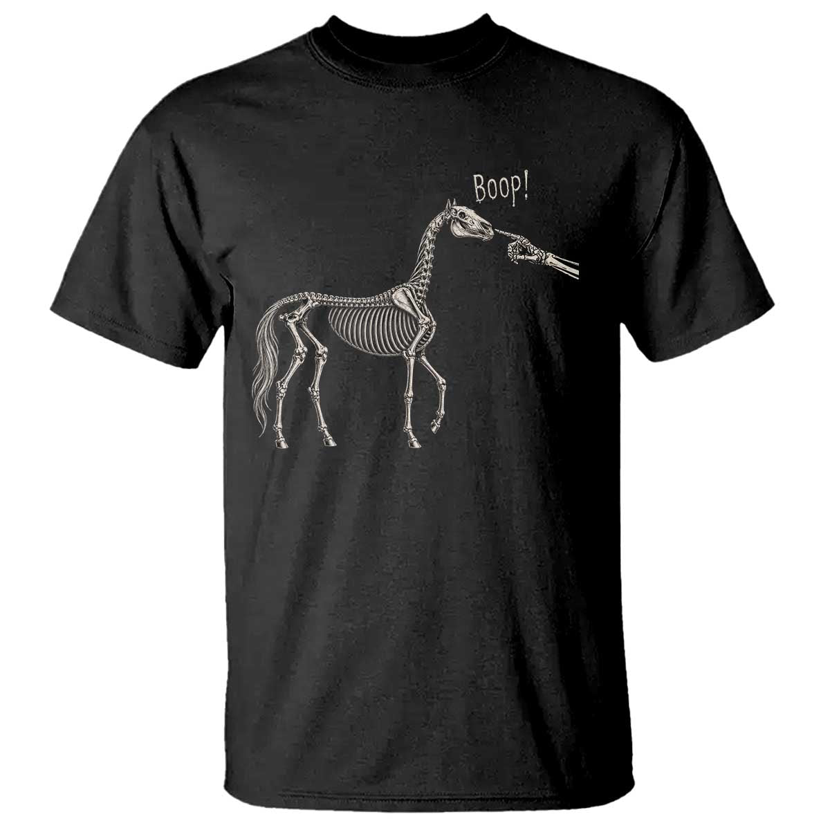 Boop Skeleton Horse Funny Spooky Halloween Animal Graphic T Shirt