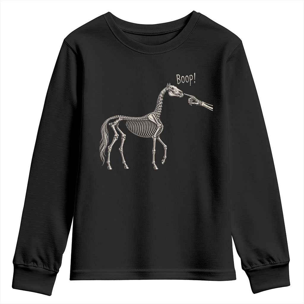 Boop Skeleton Horse Funny Spooky Halloween Animal Graphic Youth Sweatshirt