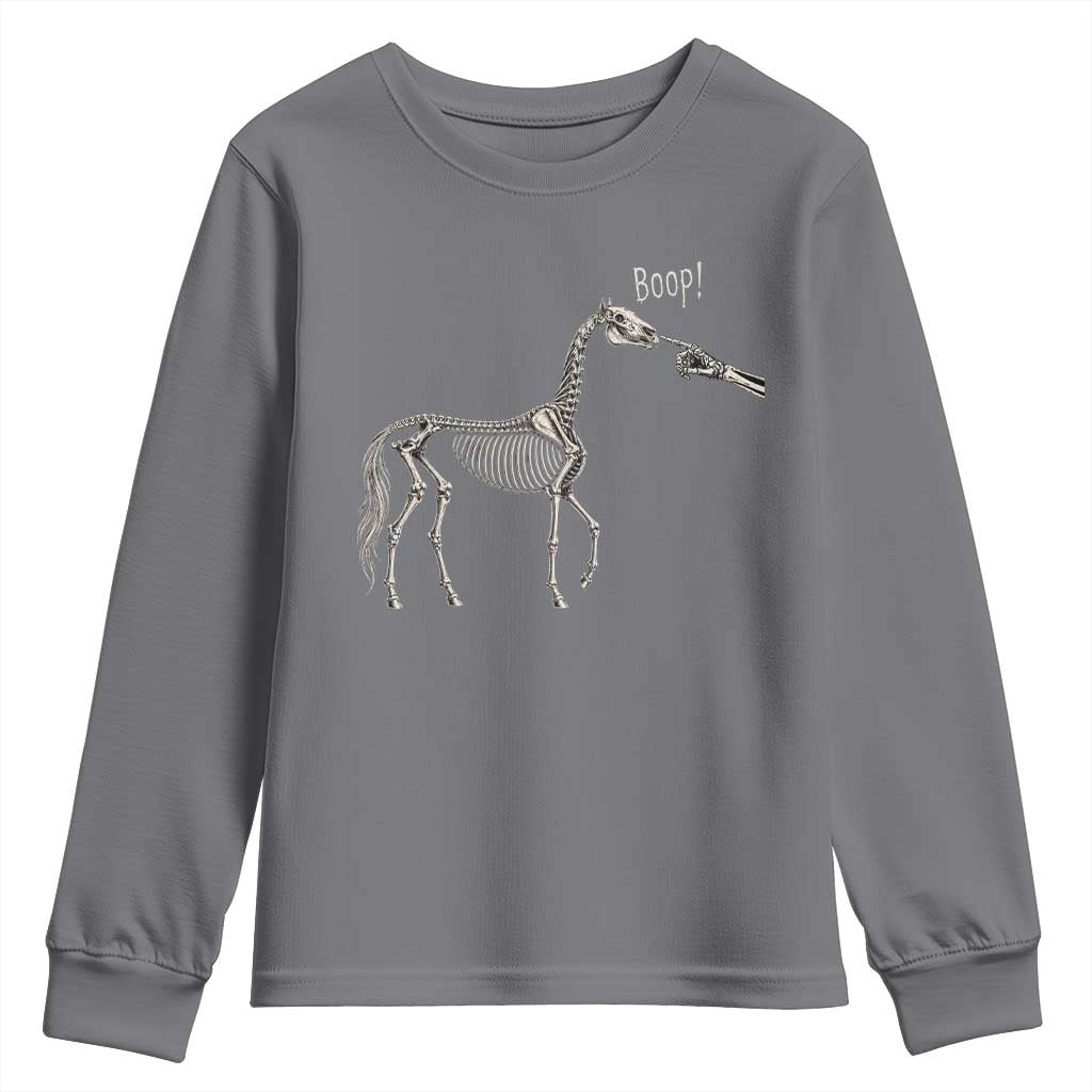 Boop Skeleton Horse Funny Spooky Halloween Animal Graphic Youth Sweatshirt