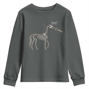 Boop Skeleton Horse Funny Spooky Halloween Animal Graphic Youth Sweatshirt