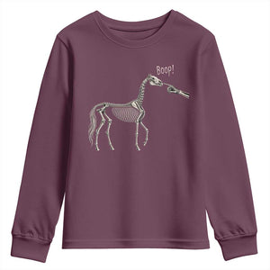 Boop Skeleton Horse Funny Spooky Halloween Animal Graphic Youth Sweatshirt