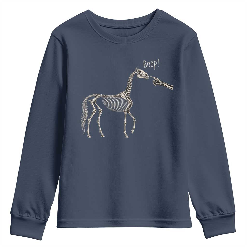 Boop Skeleton Horse Funny Spooky Halloween Animal Graphic Youth Sweatshirt
