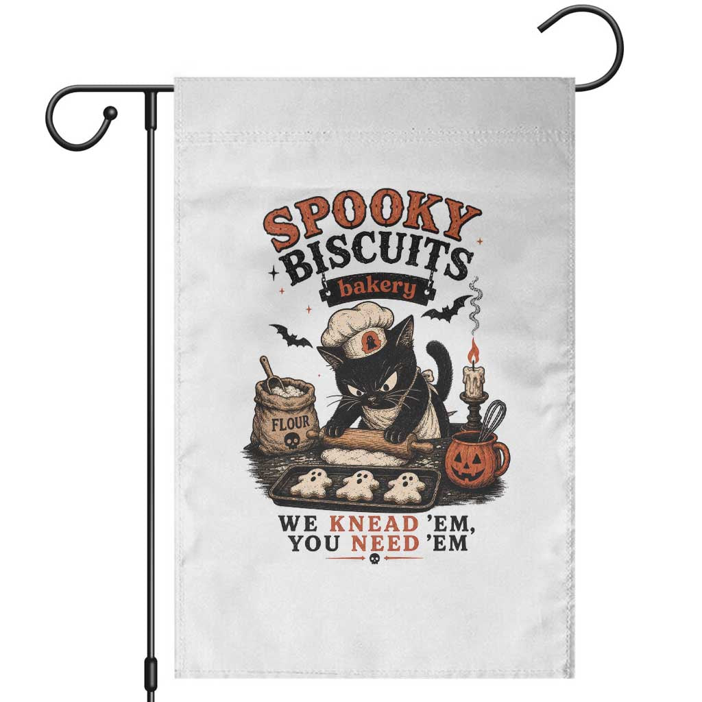 Kitty Biscuits Bakery Black Cat Halloween Garden Flag Spooky Season Vintage Baking Pumpkin Cat Lover Fall Gift