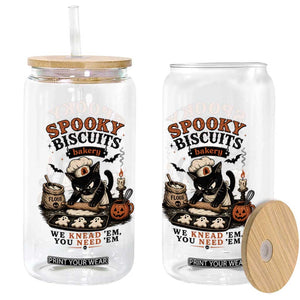 Kitty Biscuits Bakery Black Cat Halloween Glass Can Spooky Season Vintage Baking Pumpkin Cat Lover Fall Gift