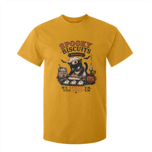 Kitty Biscuits Bakery Black Cat Halloween T Shirt For Kid Spooky Season Vintage Baking Pumpkin Cat Lover Fall Gift