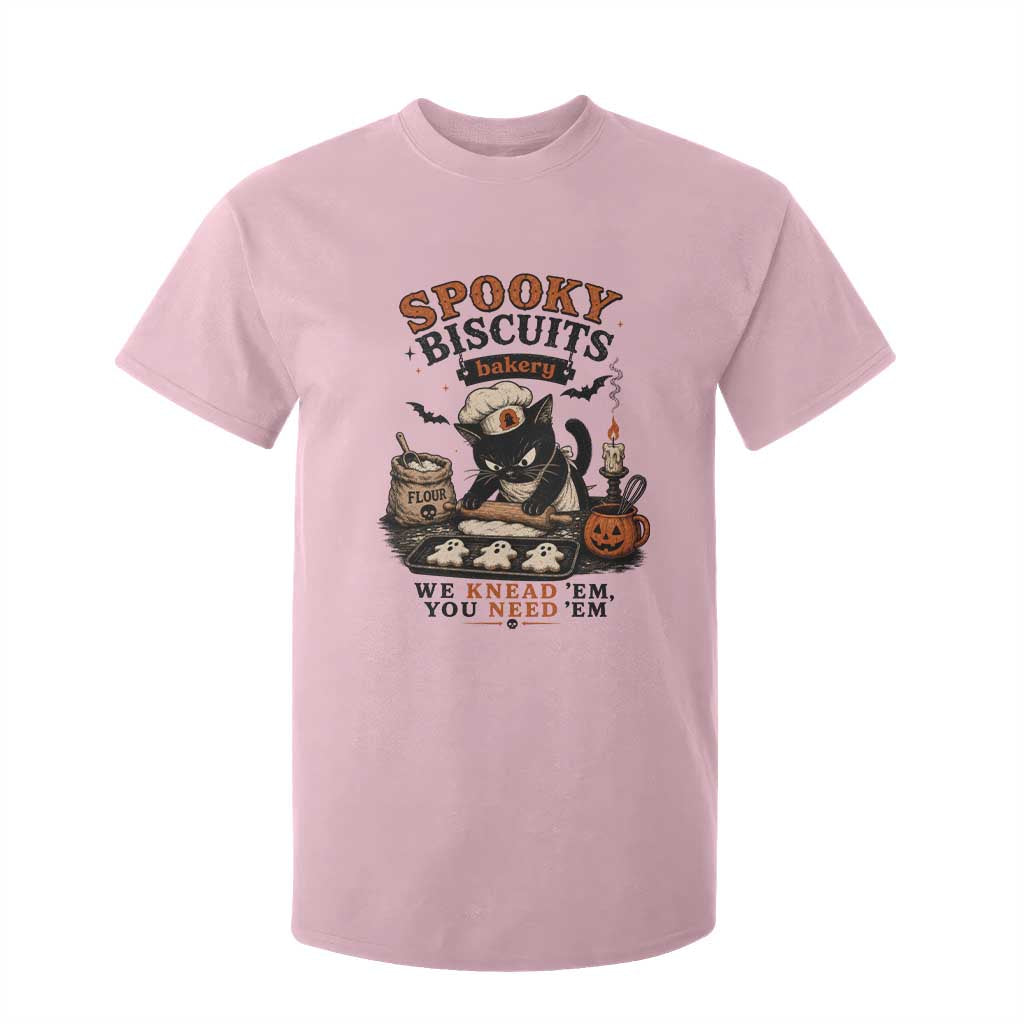 Kitty Biscuits Bakery Black Cat Halloween T Shirt For Kid Spooky Season Vintage Baking Pumpkin Cat Lover Fall Gift