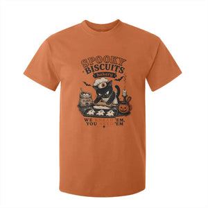 Kitty Biscuits Bakery Black Cat Halloween T Shirt For Kid Spooky Season Vintage Baking Pumpkin Cat Lover Fall Gift