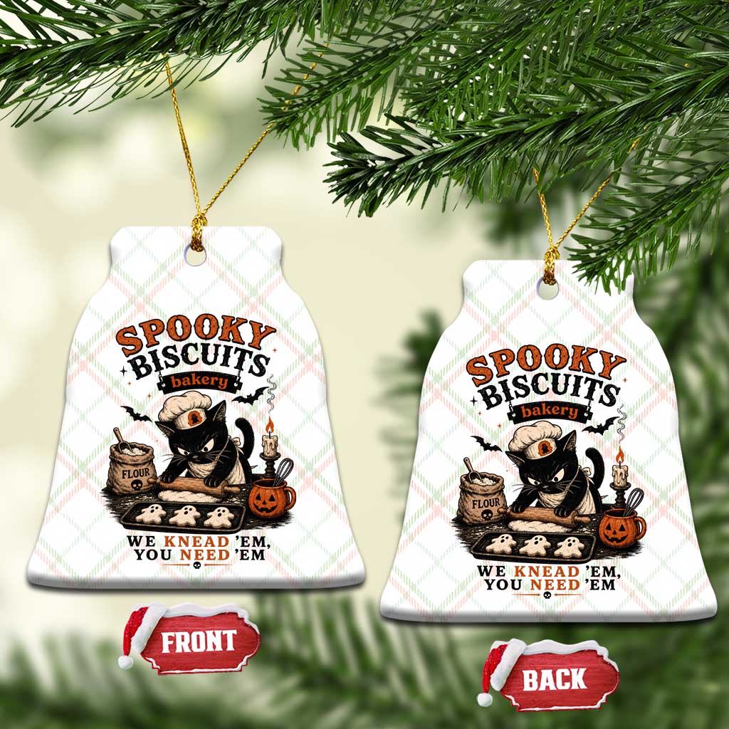 Kitty Biscuits Bakery Black Cat Halloween Ceramic Ornament Spooky Season Vintage Baking Pumpkin Cat Lover Fall Gift