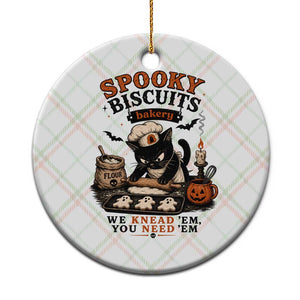 Kitty Biscuits Bakery Black Cat Halloween Ceramic Ornament Spooky Season Vintage Baking Pumpkin Cat Lover Fall Gift