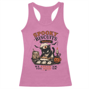 Kitty Biscuits Bakery Black Cat Halloween Racerback Tank Top Spooky Season Vintage Baking Pumpkin Cat Lover Fall Gift