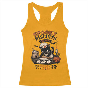 Kitty Biscuits Bakery Black Cat Halloween Racerback Tank Top Spooky Season Vintage Baking Pumpkin Cat Lover Fall Gift