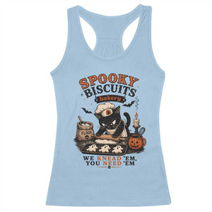 Kitty Biscuits Bakery Black Cat Halloween Racerback Tank Top Spooky Season Vintage Baking Pumpkin Cat Lover Fall Gift