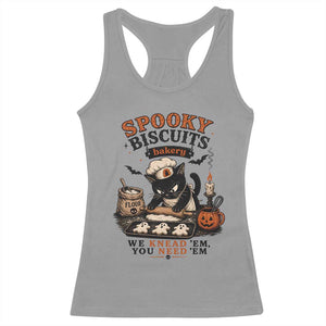 Kitty Biscuits Bakery Black Cat Halloween Racerback Tank Top Spooky Season Vintage Baking Pumpkin Cat Lover Fall Gift
