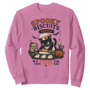 Kitty Biscuits Bakery Black Cat Halloween Sweatshirt Spooky Season Vintage Baking Pumpkin Cat Lover Fall Gift