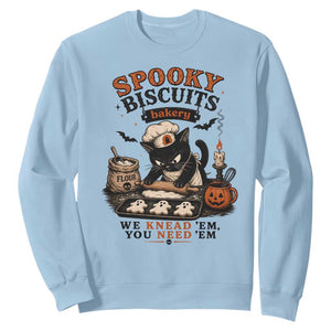 Kitty Biscuits Bakery Black Cat Halloween Sweatshirt Spooky Season Vintage Baking Pumpkin Cat Lover Fall Gift