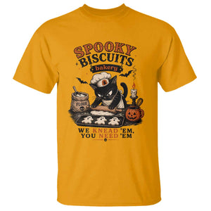Kitty Biscuits Bakery Black Cat Halloween T Shirt Spooky Season Vintage Baking Pumpkin Cat Lover Fall Gift