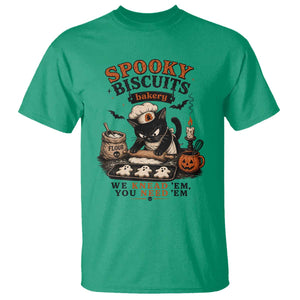 Kitty Biscuits Bakery Black Cat Halloween T Shirt Spooky Season Vintage Baking Pumpkin Cat Lover Fall Gift