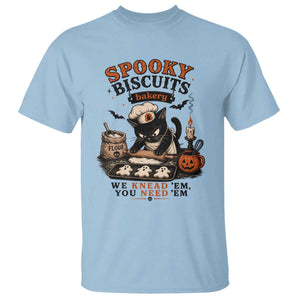 Kitty Biscuits Bakery Black Cat Halloween T Shirt Spooky Season Vintage Baking Pumpkin Cat Lover Fall Gift