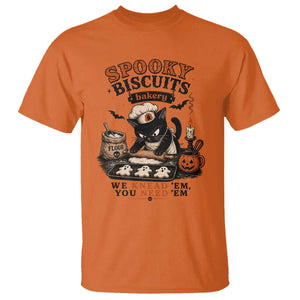 Kitty Biscuits Bakery Black Cat Halloween T Shirt Spooky Season Vintage Baking Pumpkin Cat Lover Fall Gift