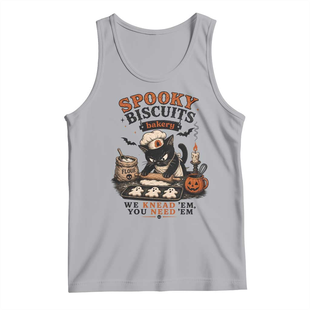 Kitty Biscuits Bakery Black Cat Halloween Tank Top Spooky Season Vintage Baking Pumpkin Cat Lover Fall Gift