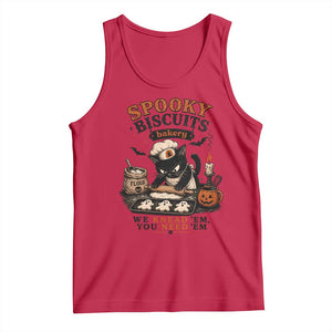 Kitty Biscuits Bakery Black Cat Halloween Tank Top Spooky Season Vintage Baking Pumpkin Cat Lover Fall Gift