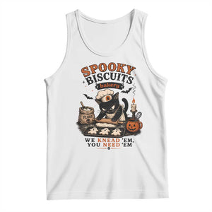 Kitty Biscuits Bakery Black Cat Halloween Tank Top Spooky Season Vintage Baking Pumpkin Cat Lover Fall Gift