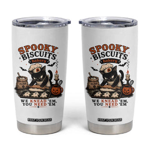 Kitty Biscuits Bakery Black Cat Halloween Tumbler Cup Spooky Season Vintage Baking Pumpkin Cat Lover Fall Gift