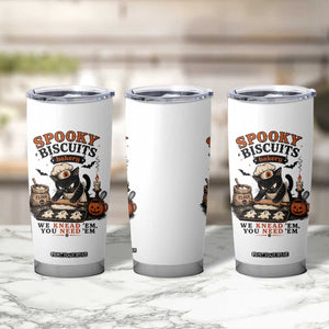 Kitty Biscuits Bakery Black Cat Halloween Tumbler Cup Spooky Season Vintage Baking Pumpkin Cat Lover Fall Gift