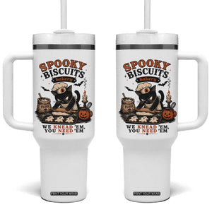 Kitty Biscuits Bakery Black Cat Halloween Tumbler With Handle Spooky Season Vintage Baking Pumpkin Cat Lover Fall Gift