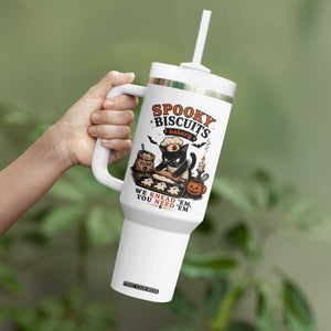 Kitty Biscuits Bakery Black Cat Halloween Tumbler With Handle Spooky Season Vintage Baking Pumpkin Cat Lover Fall Gift