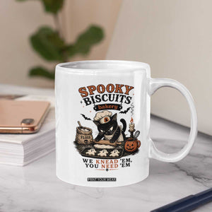 Kitty Biscuits Bakery Black Cat Halloween Coffee Mug Spooky Season Vintage Baking Pumpkin Cat Lover Fall Gift