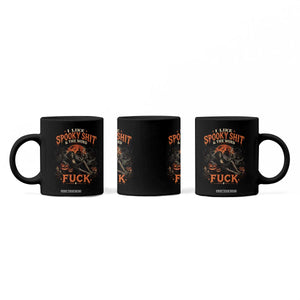 I Like Spooky Shit Grim Reaper Coffee Drinking Halloween Graphic Coffee Mug