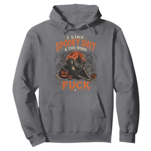 I Like Spooky Shit Grim Reaper Coffee Drinking Halloween Graphic Hoodie