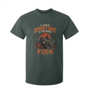 I Like Spooky Shit Grim Reaper Coffee Drinking Halloween Graphic T Shirt For Kid