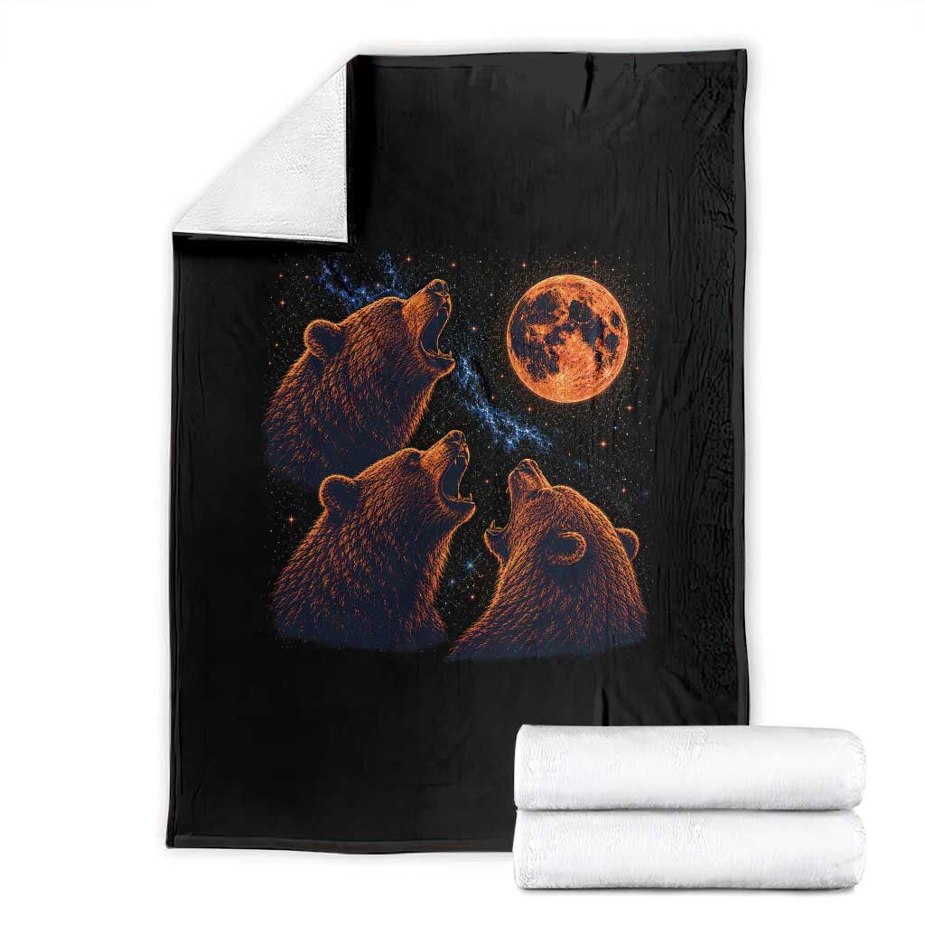 3 Bears Howling at The Moon BF Throw Blanket for Sports Fan Retro 90s Graphic