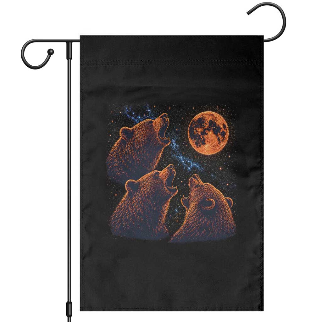 3 Bears Howling at The Moon BF Garden Flag for Sports Fan Retro 90s Graphic