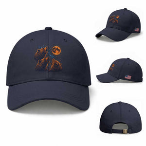 3 Bears Howling at The Moon BF Baseball Cap for Sports Fan Retro 90s Graphic