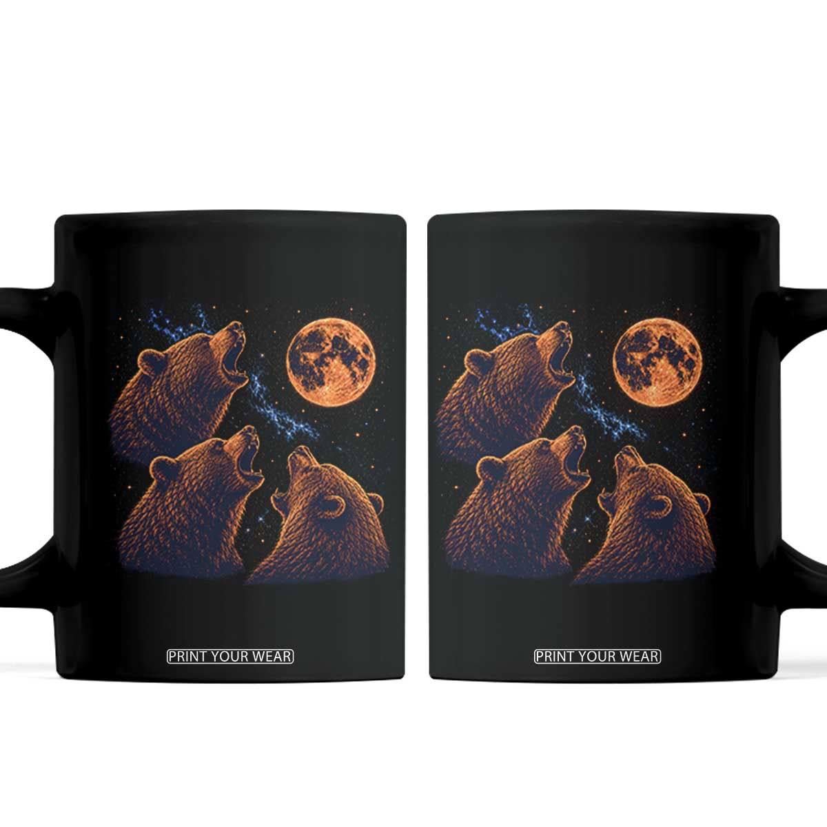 3 Bears Howling at The Moon BF Coffee Mug for Sports Fan Retro 90s Graphic