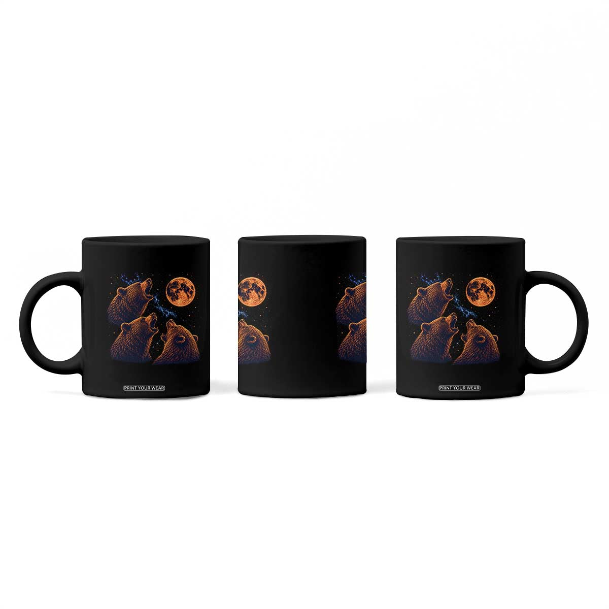 3 Bears Howling at The Moon BF Coffee Mug for Sports Fan Retro 90s Graphic