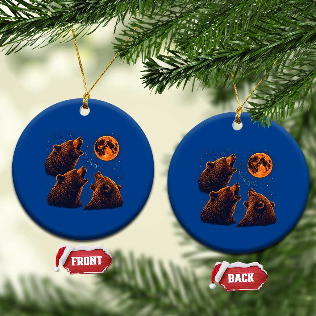 3 Bears Howling at The Moon BF Ceramic Ornament for Sports Fan Retro 90s Graphic